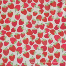 For Women Dress Design Fusible 100 Poly Printed Fabric New Strawberry Patterns Red Woven 100% POLY,100% Polyester Plain 100g/m2